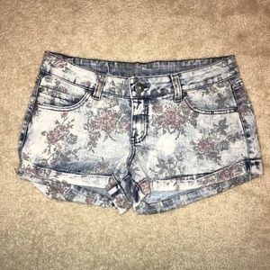 Floral jean shorts